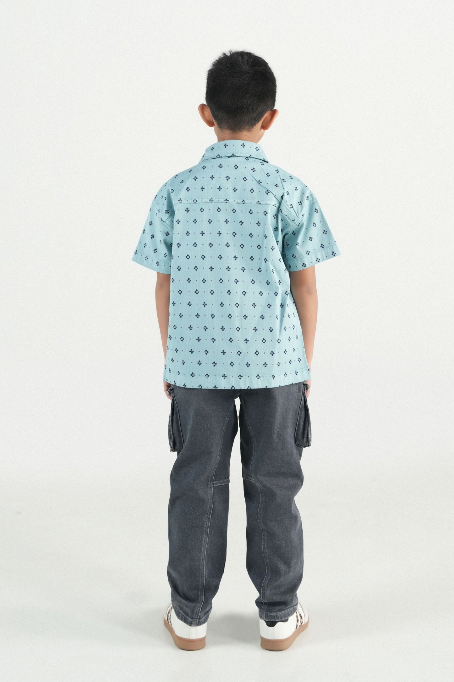 Hawaiian Mini Print Sky Blue Shirt