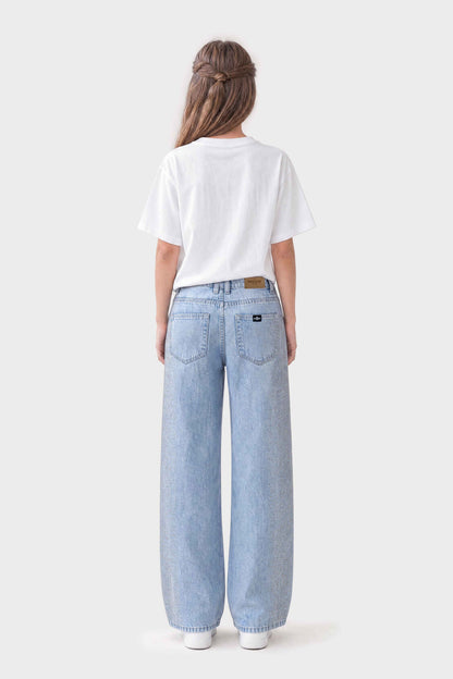 Wide Leg Peach Rhinestones Jeans