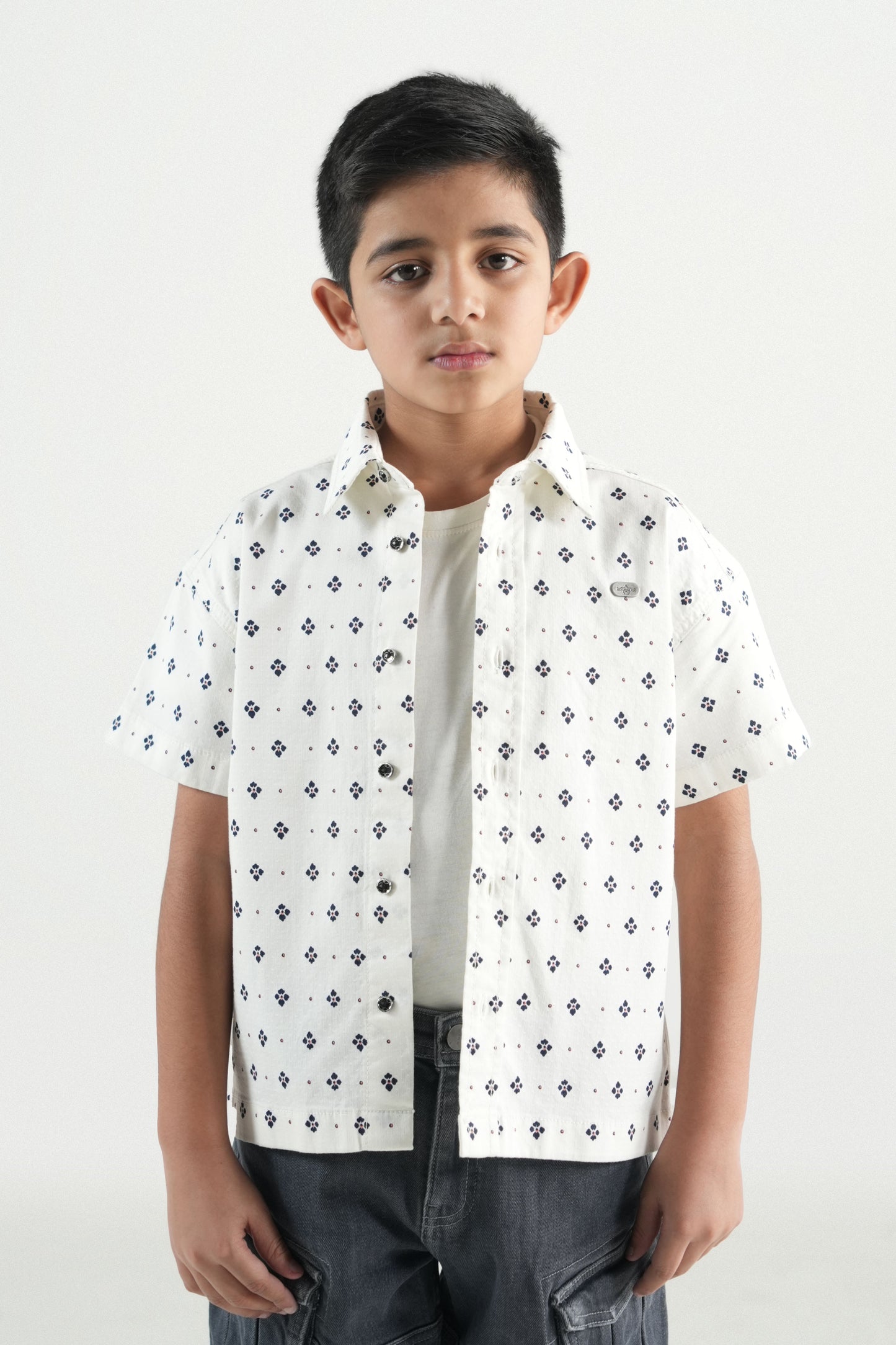 Hawaiian Mini Print White Shirt
