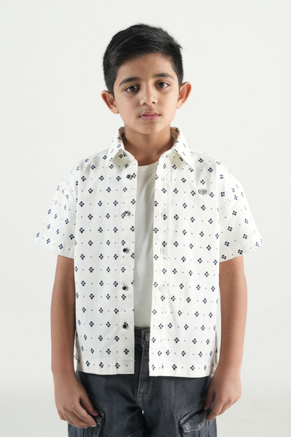 Hawaiian Mini Print White Shirt