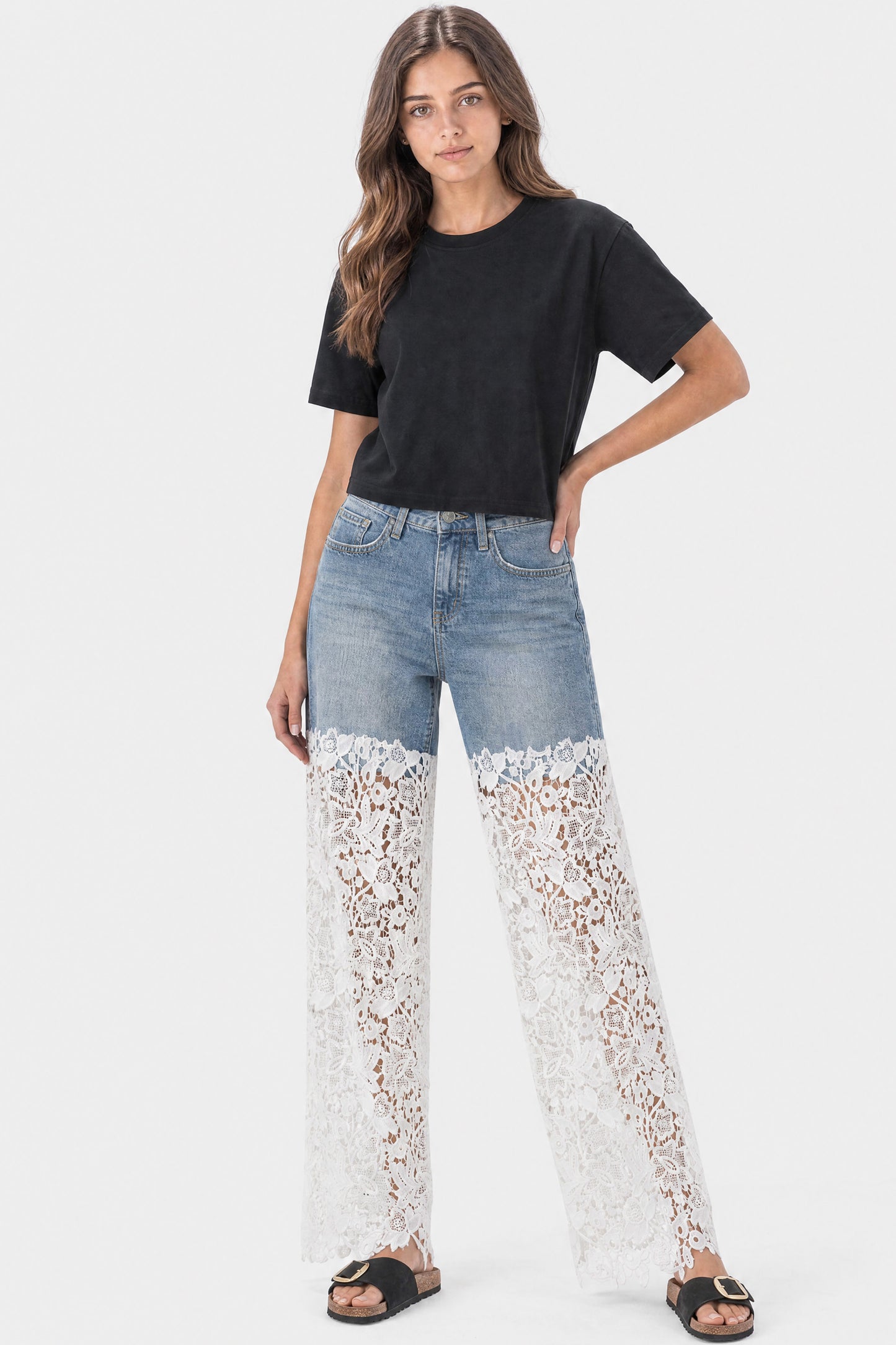 Cropped Short Sleeve T-Shirt Black