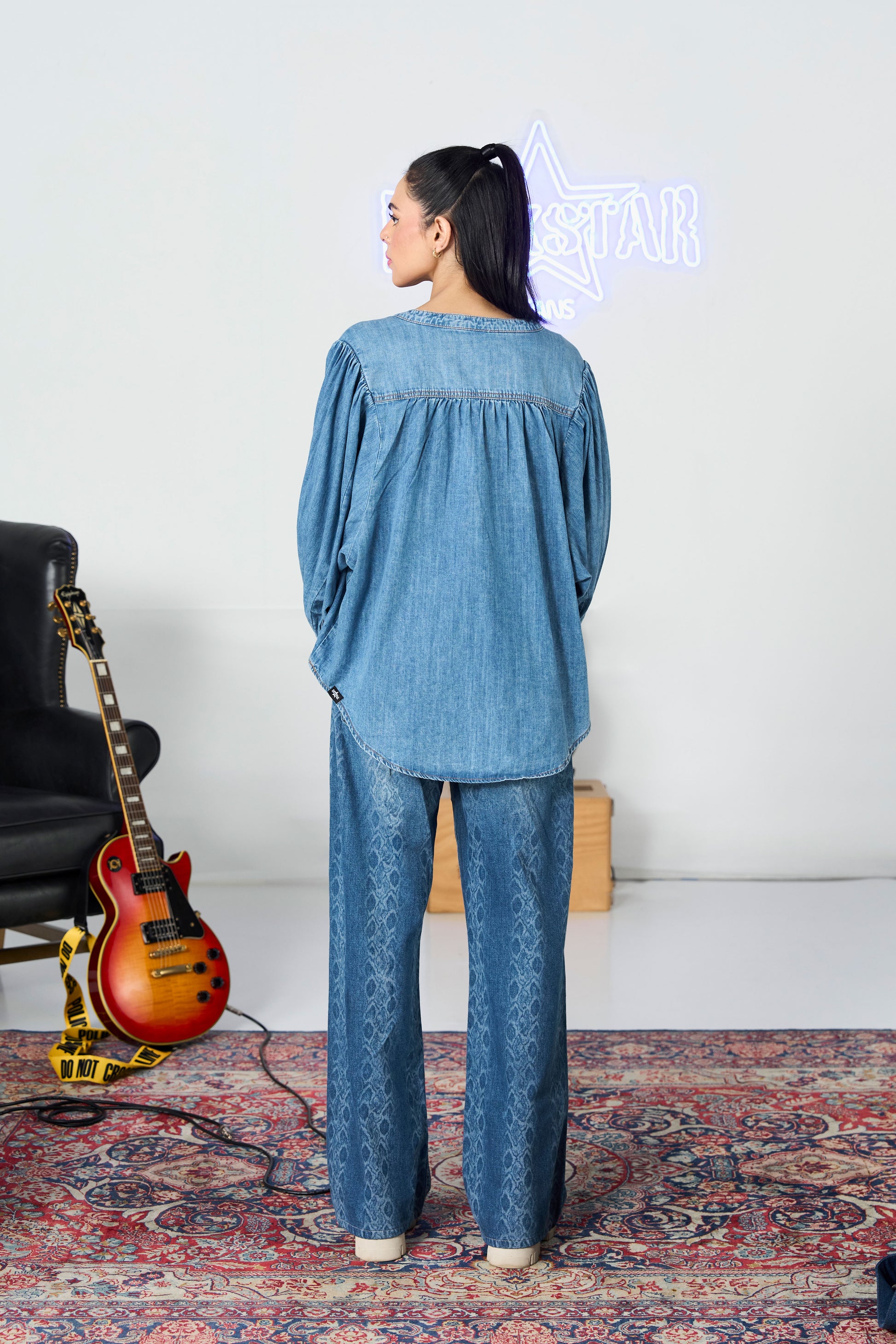 Denim Balloon Shirt shop at Rockstar Jeans