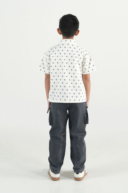 Hawaiian Mini Print White Shirt