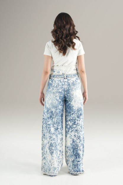 High Waisted Marble Sky Denim Jeans
