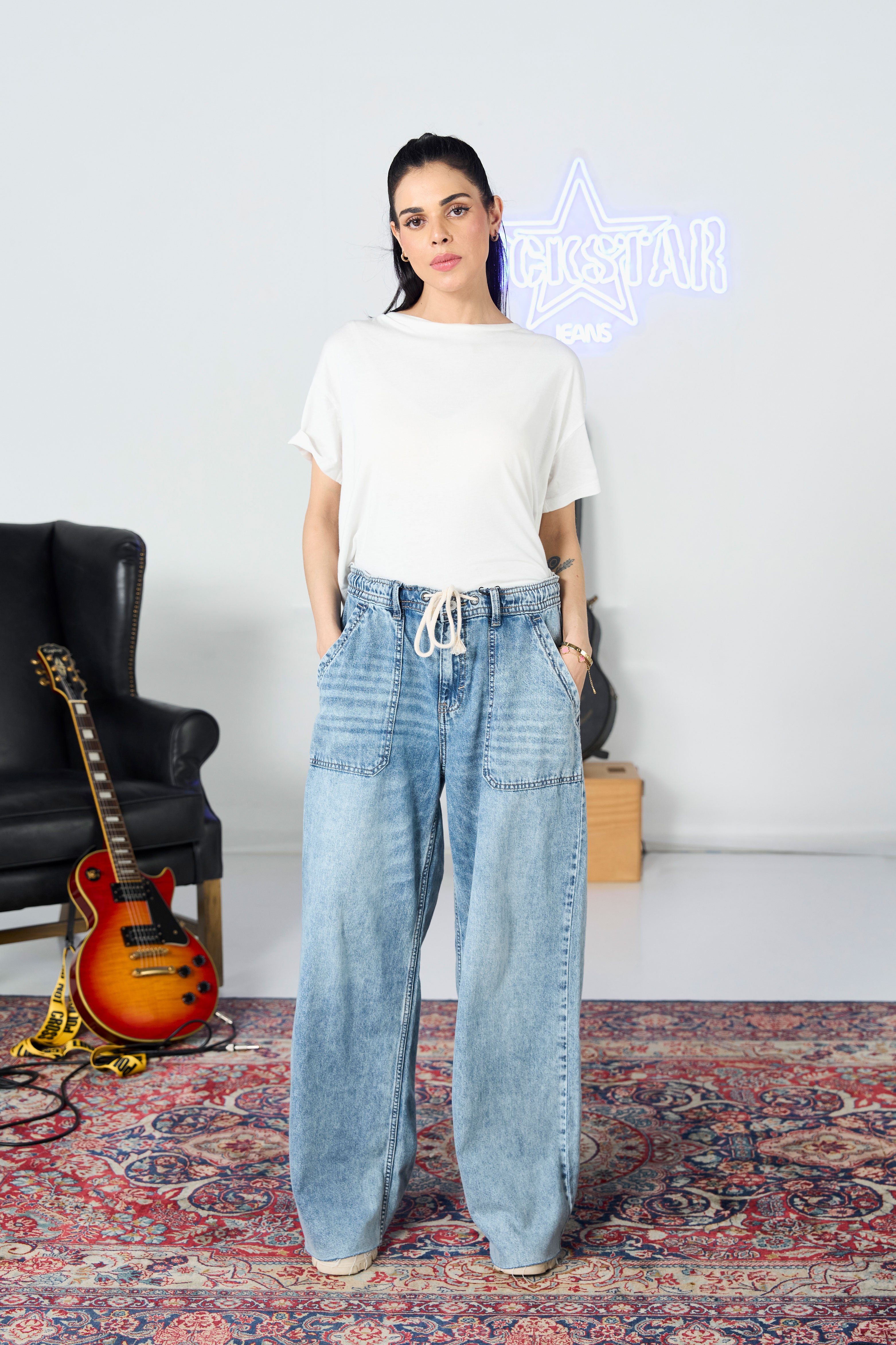 Patch Pocket Acid Wide Leg