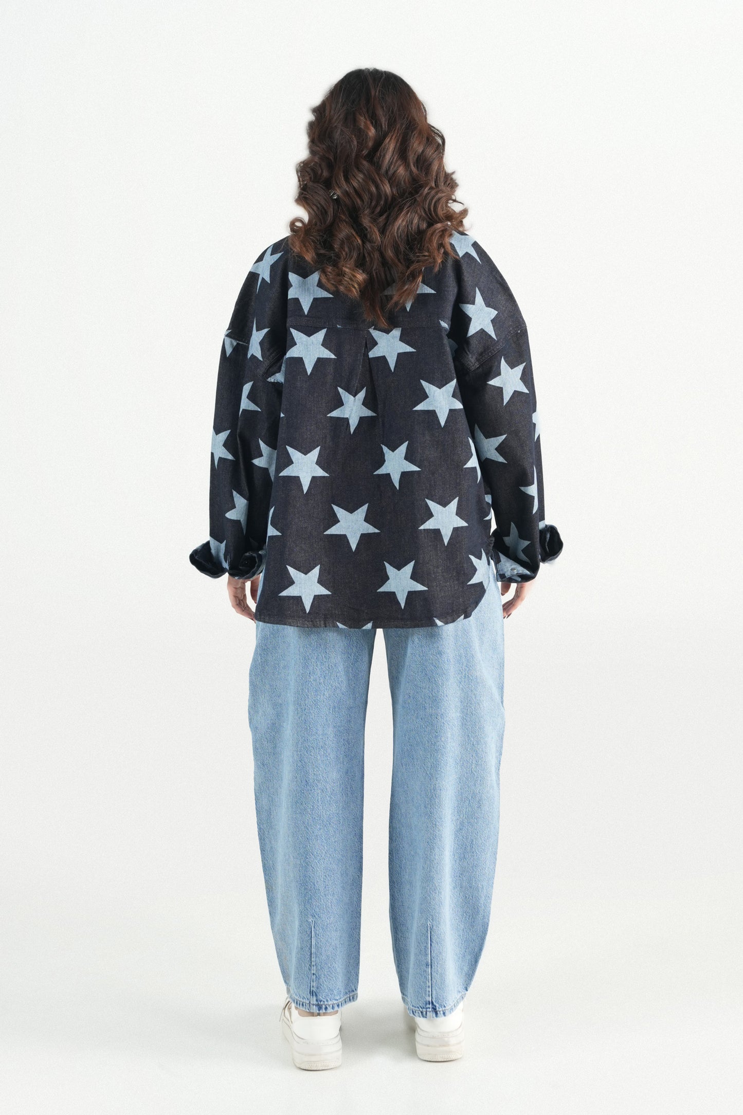 Oversized Star Dark Wash Shacket
