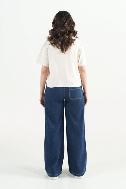 Denim Pintuck Trousers