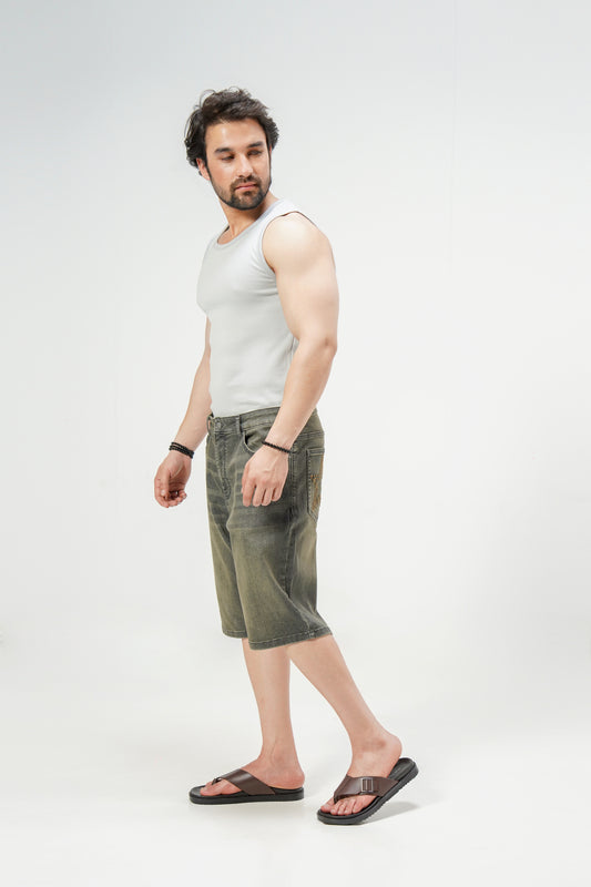 Brown Tinted Denim Jorts shop at rockstar jeans