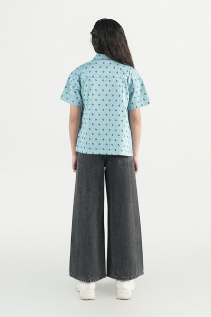 Hawaiian Mini Print Shirt – Sky Blue