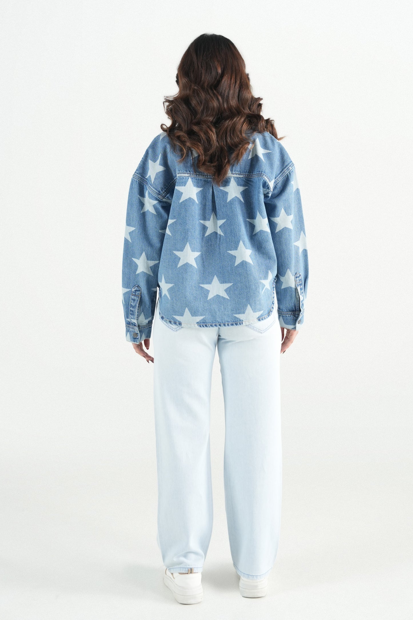 Oversized Star Light Wash Shacket