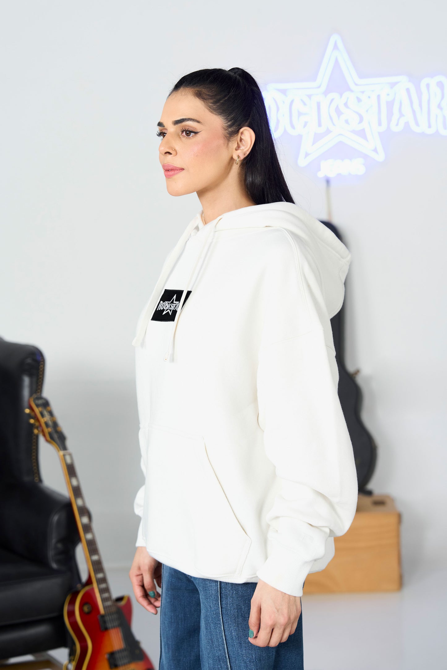 Oversized White Hoodie shop at Rockstar Jeans