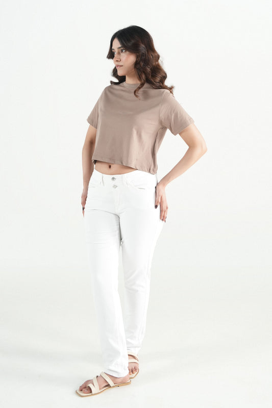Essential White Stretch Slim fit Pant