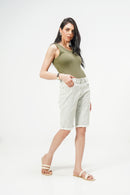 Green Bermuda Striped Shorts