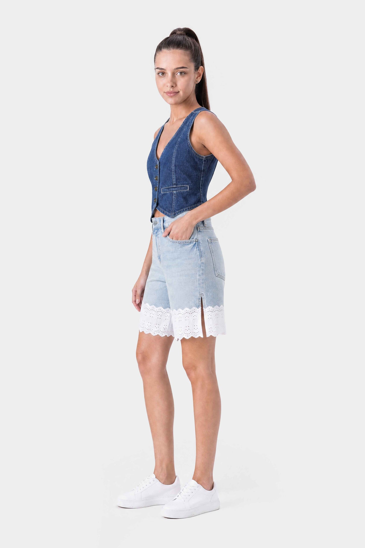 Relaxed Straight Fit Lace Jeans
