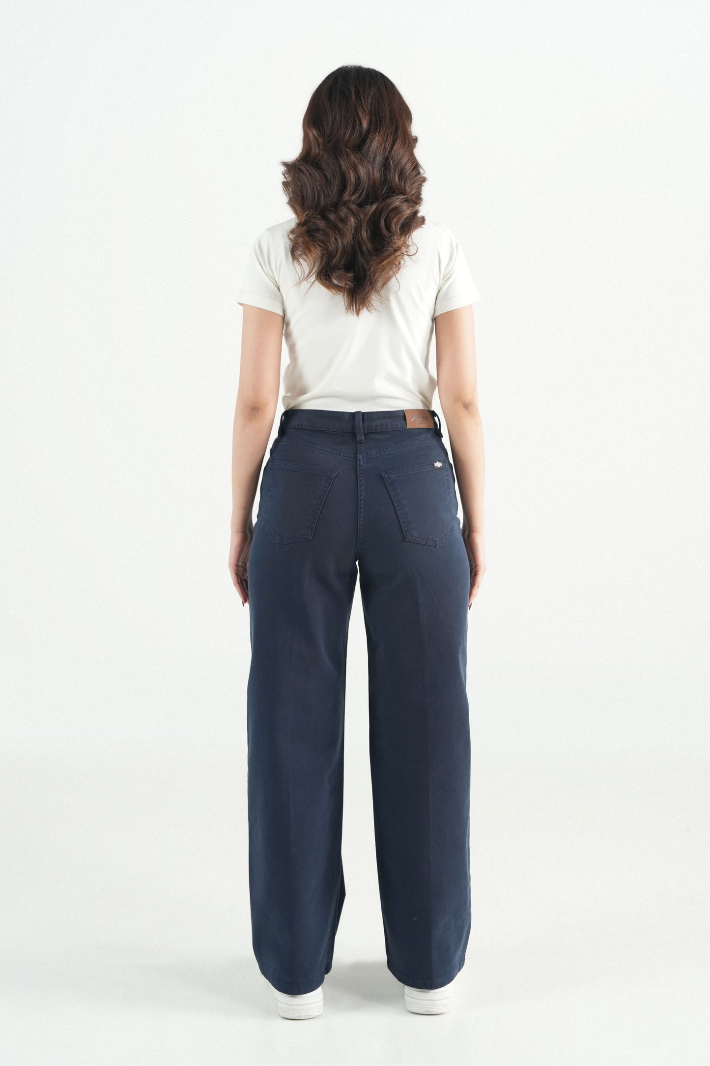Navy Blue Wide-Leg Jeans