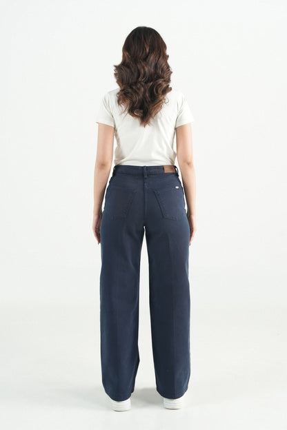 Navy Blue Wide-Leg Jeans
