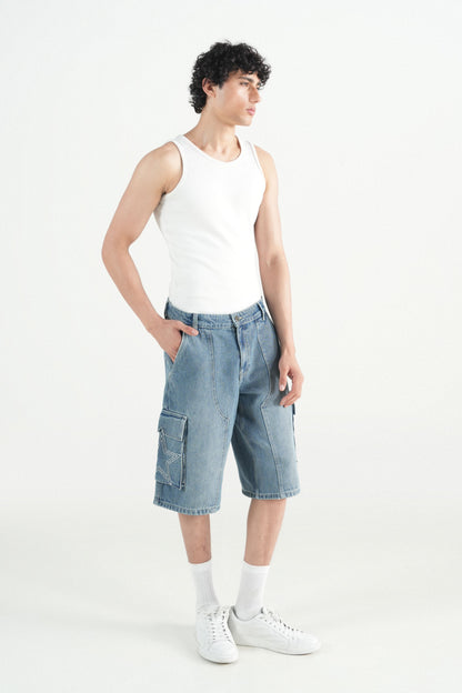 Pleated Pocket Cargo Shorts