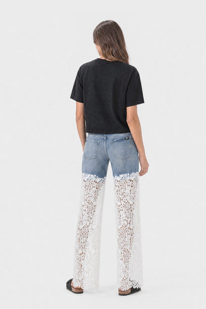 Wide Leg Lace Jeans