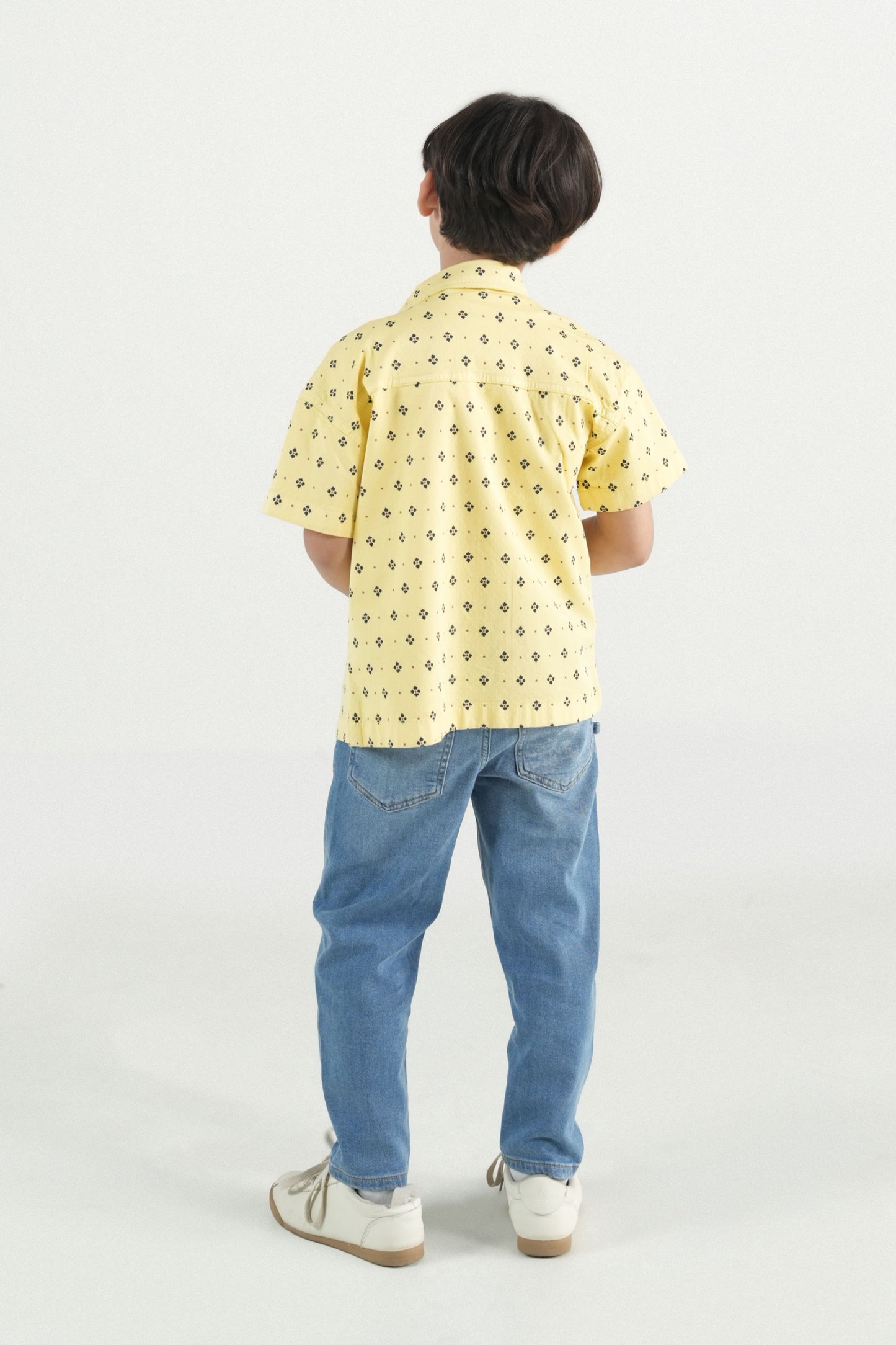 Hawaiian Mini Print Yellow Shirt