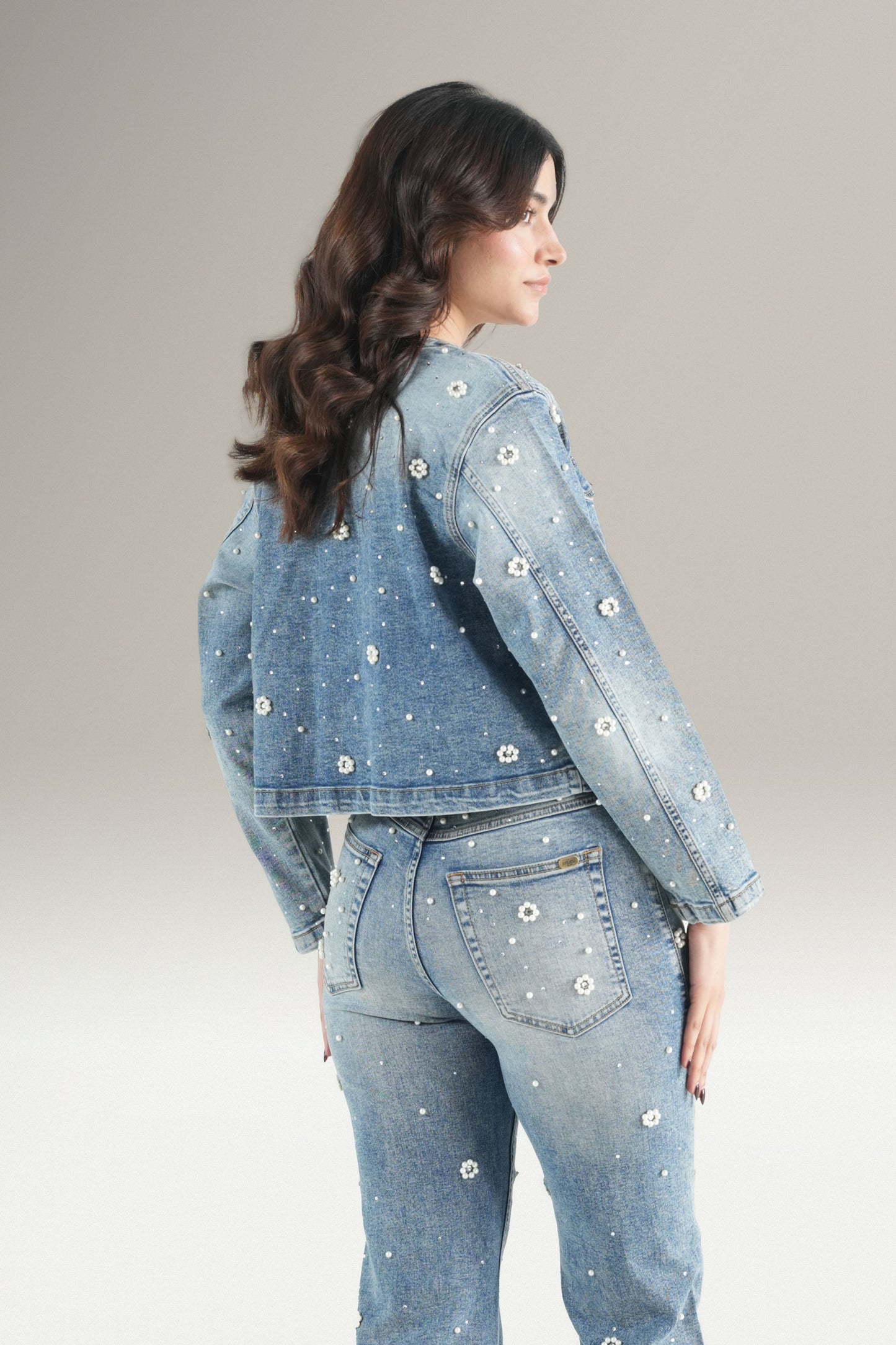 Pearl Blossom Denim Jacket
