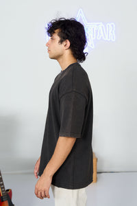 Drop Shoulder Charcoal Acid Tee