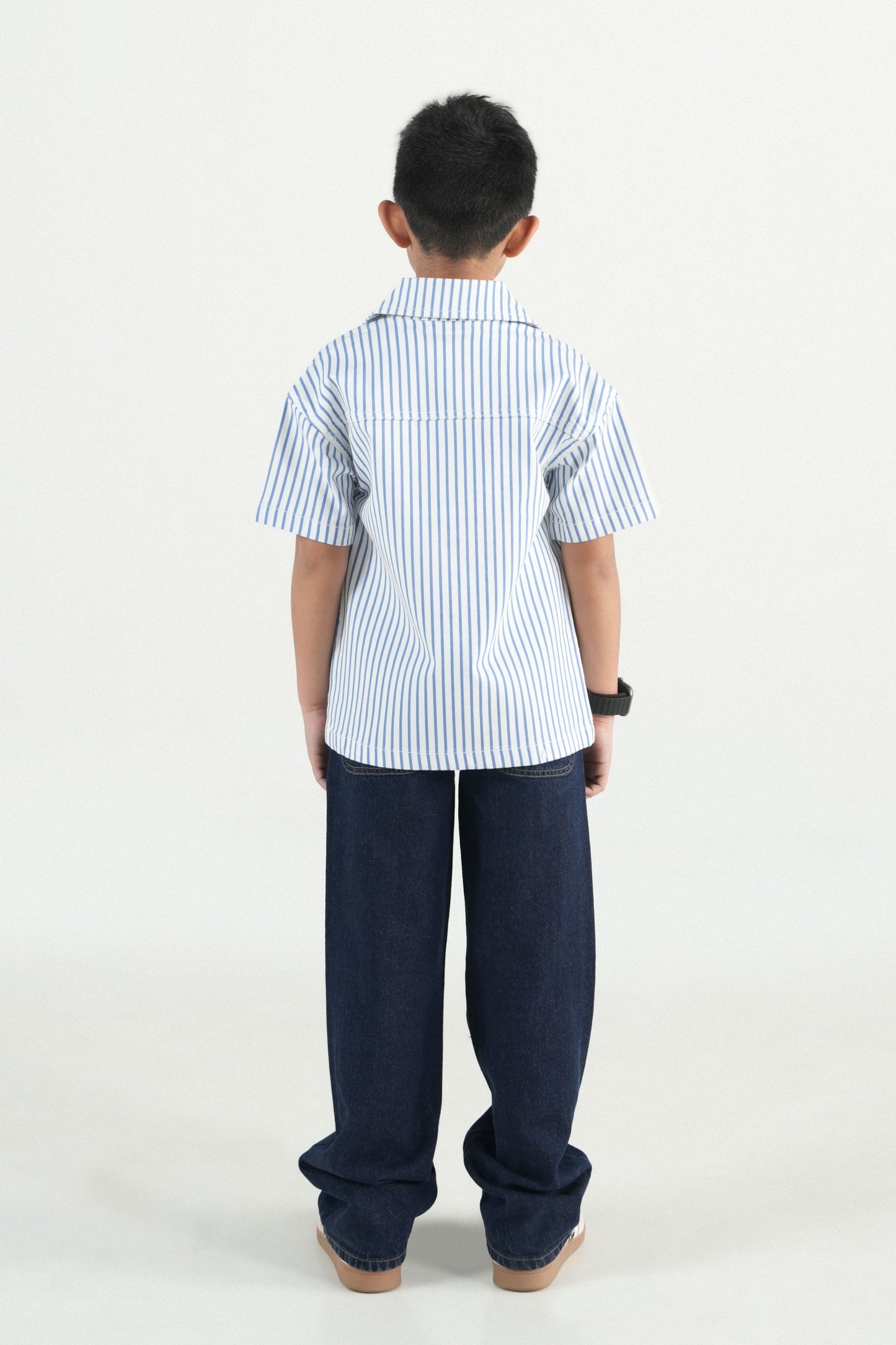 Summer Strip Button Down Shirt- White