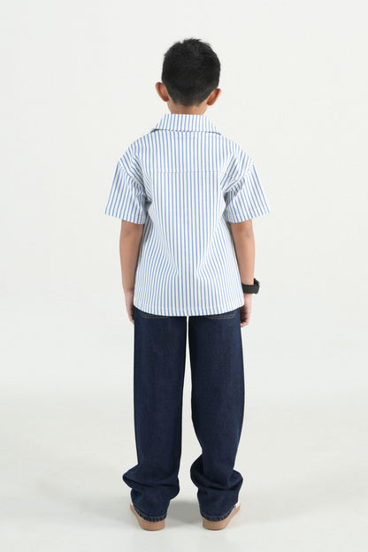 Summer Strip Button Down Shirt- White