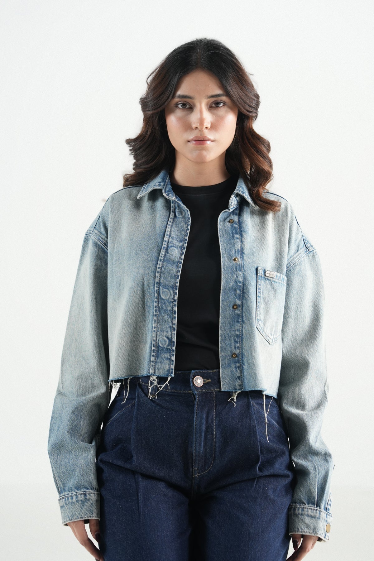 Vintage Cropped Raw Edge Shirt