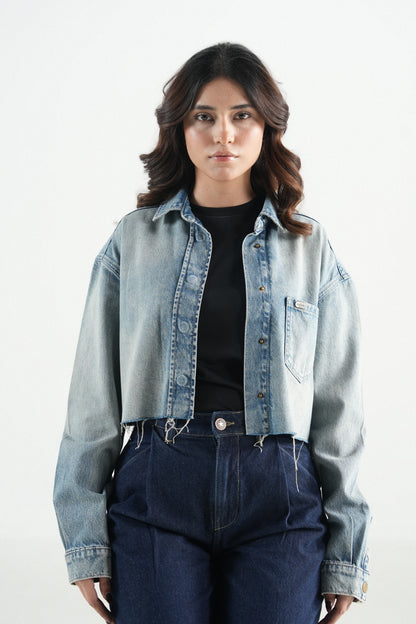 Vintage Cropped Raw Edge Shirt