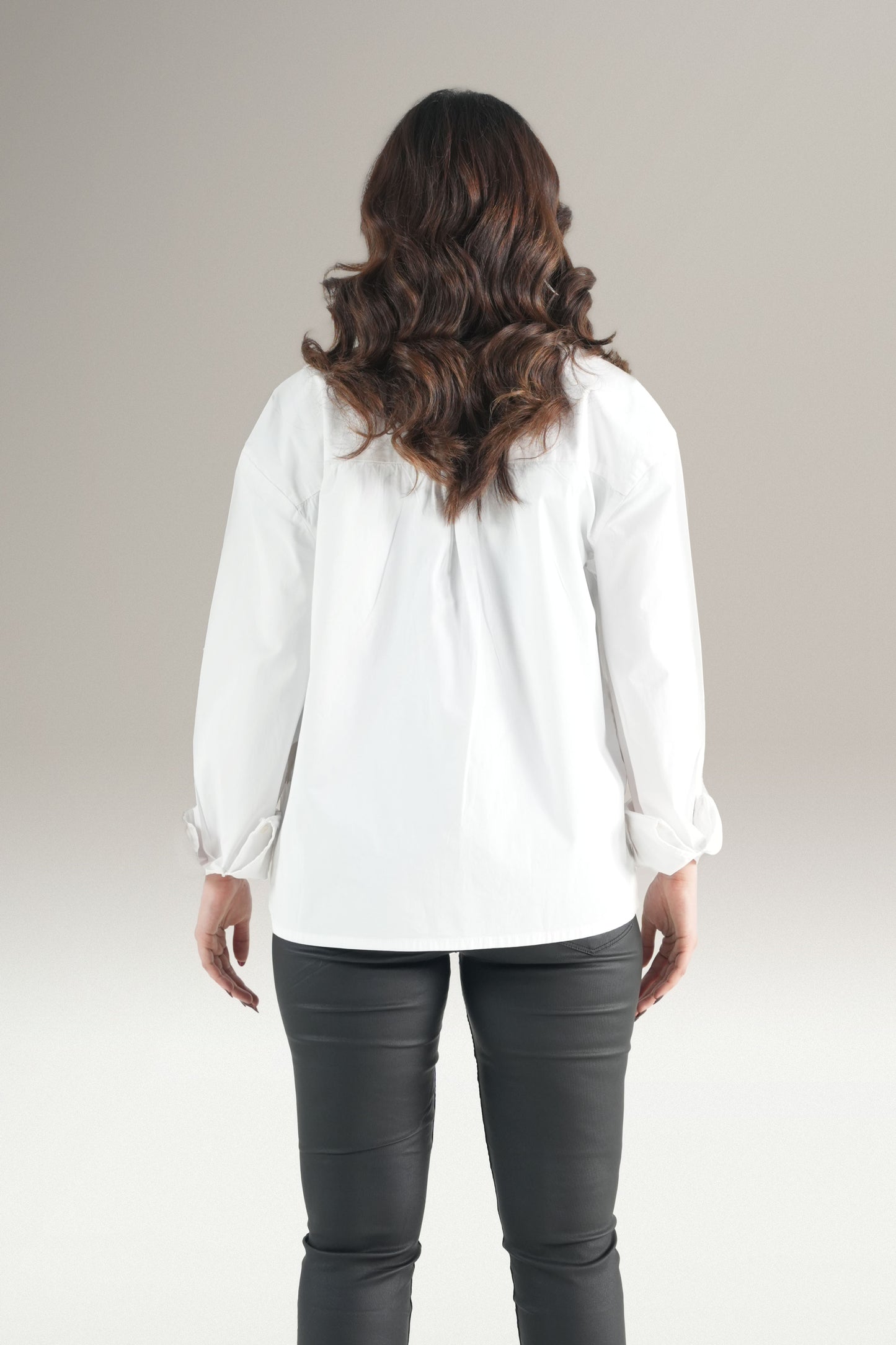 Abstact Floral Embrioded White Shirt