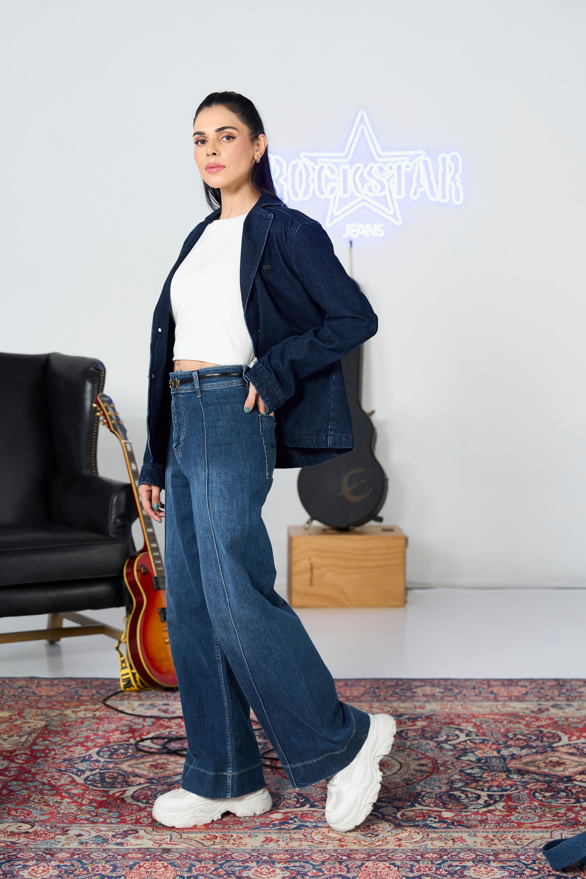 Stone Dark Denim Blazer shop at Rockstar Jeans