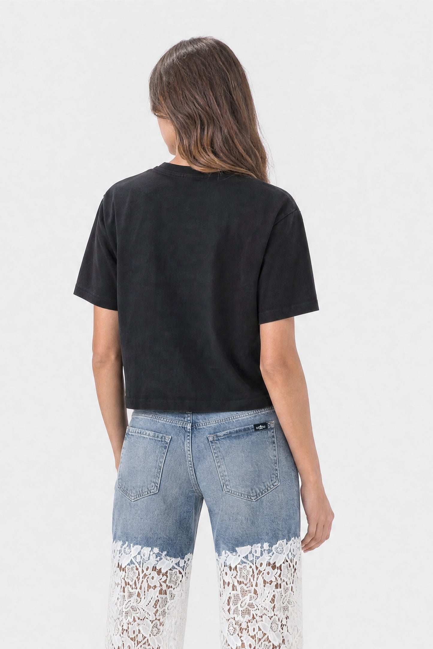 Cropped Short Sleeve T-Shirt Black