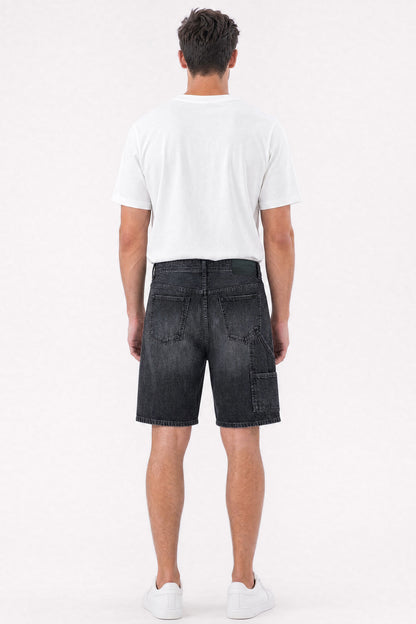 Baggy Denim Carpenter Shorts Black