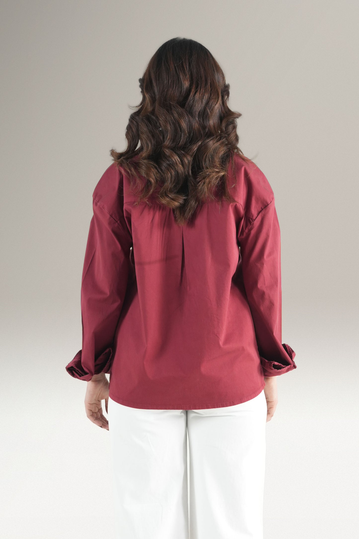 Abstact Floral Embrioded Maroon Shirt