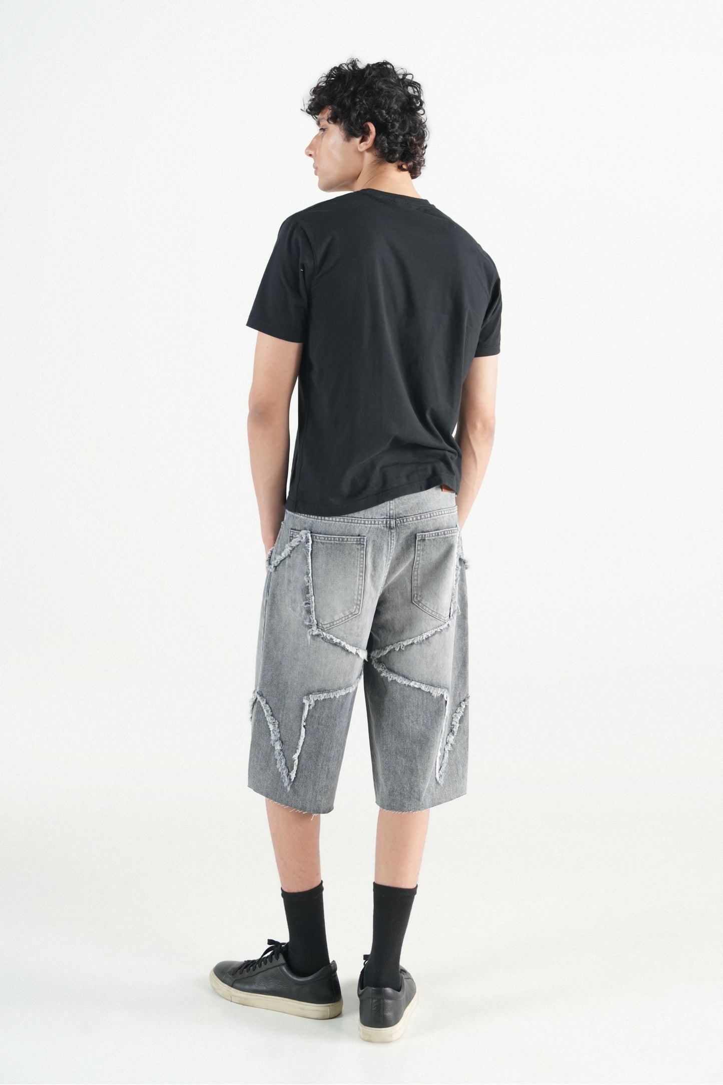 Star Patch Jorts Light Grey