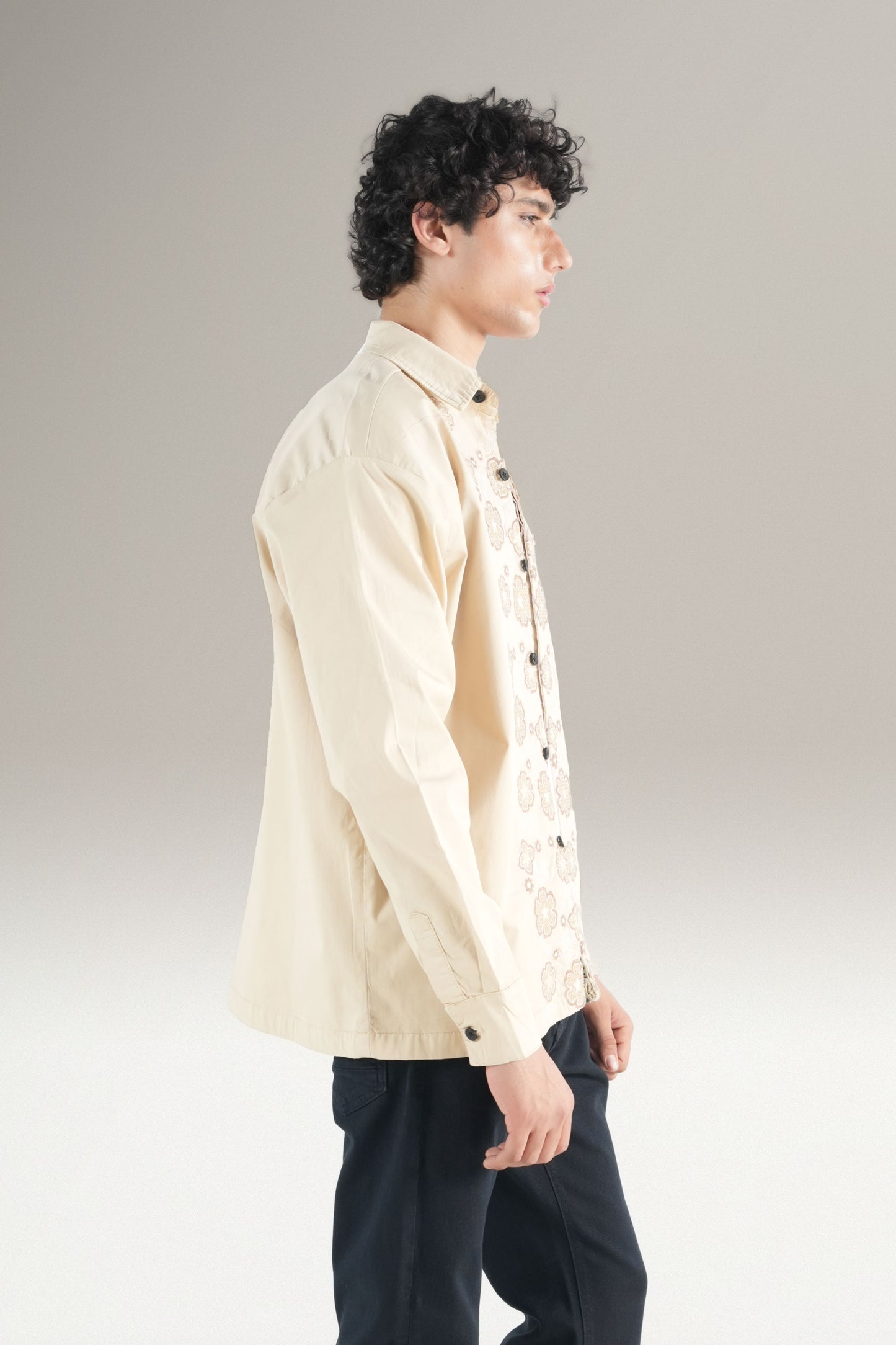 Floral Tuxedo Beige Shirt