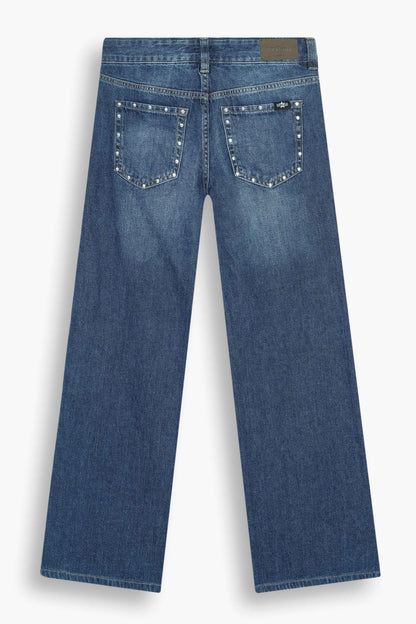 Mid Rise Wide Leg Stud Jeans