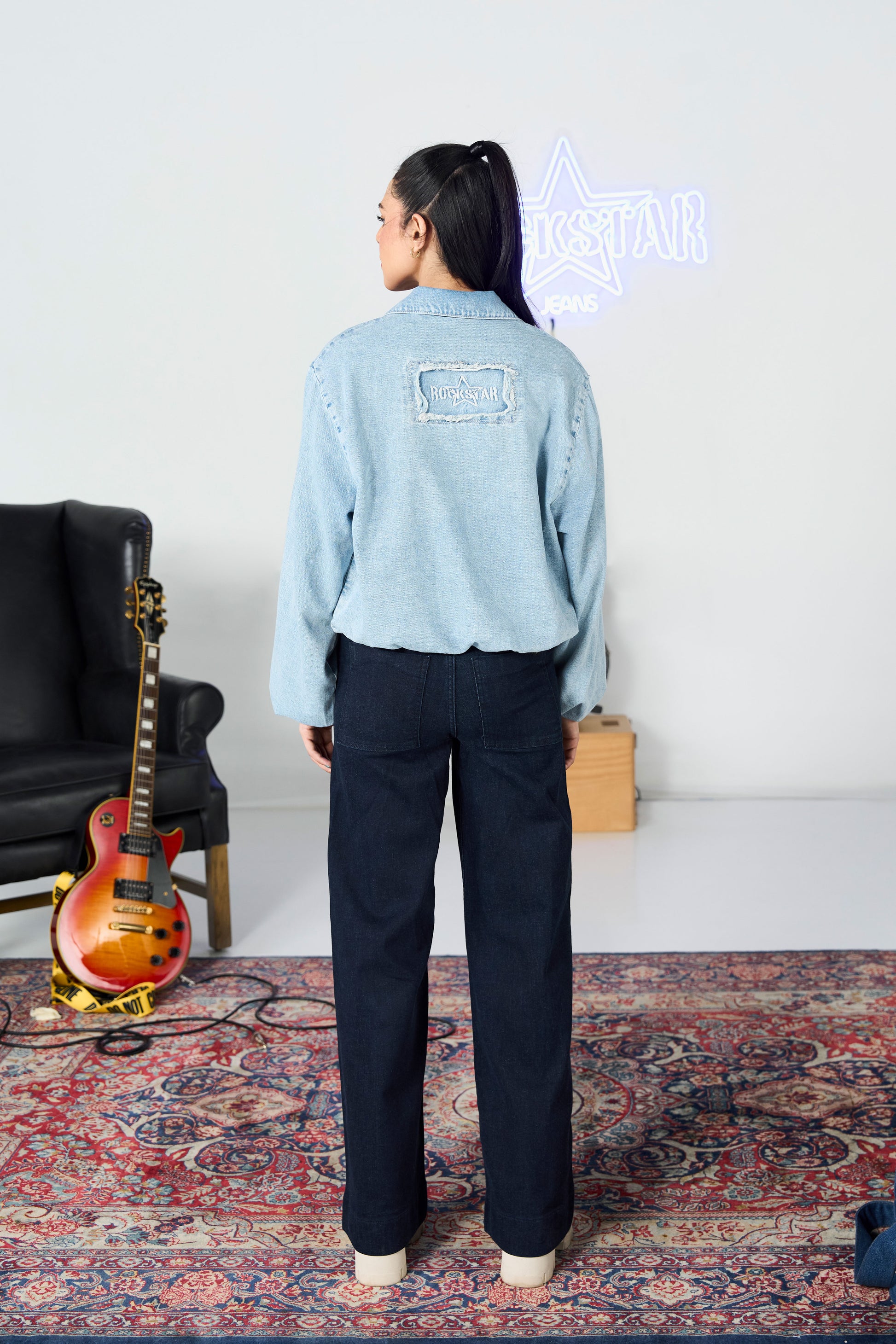 Light Blue Balloon Bomber Jacket shop at Rockstar Jeans