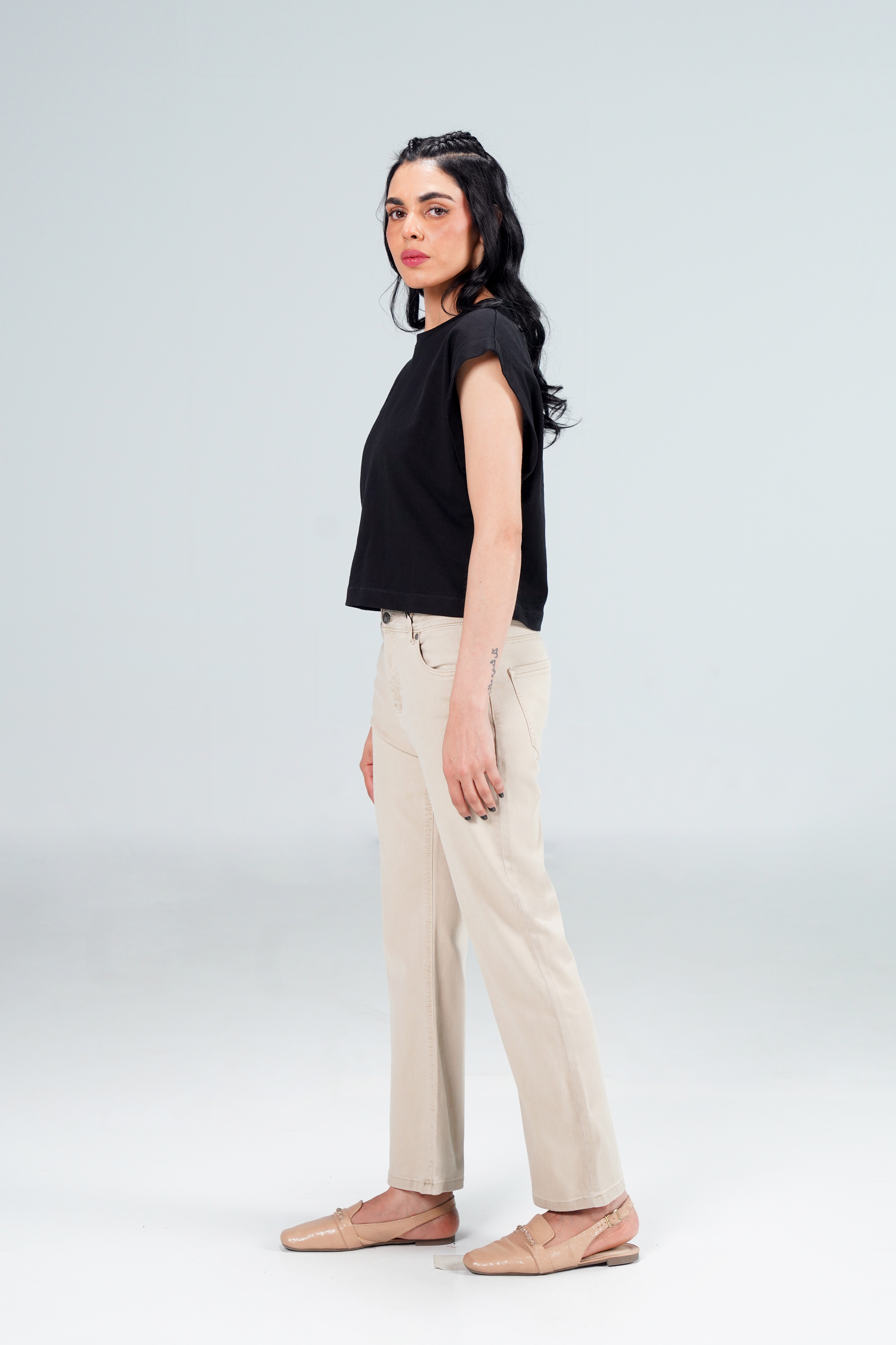 Beige Bootcut Pant