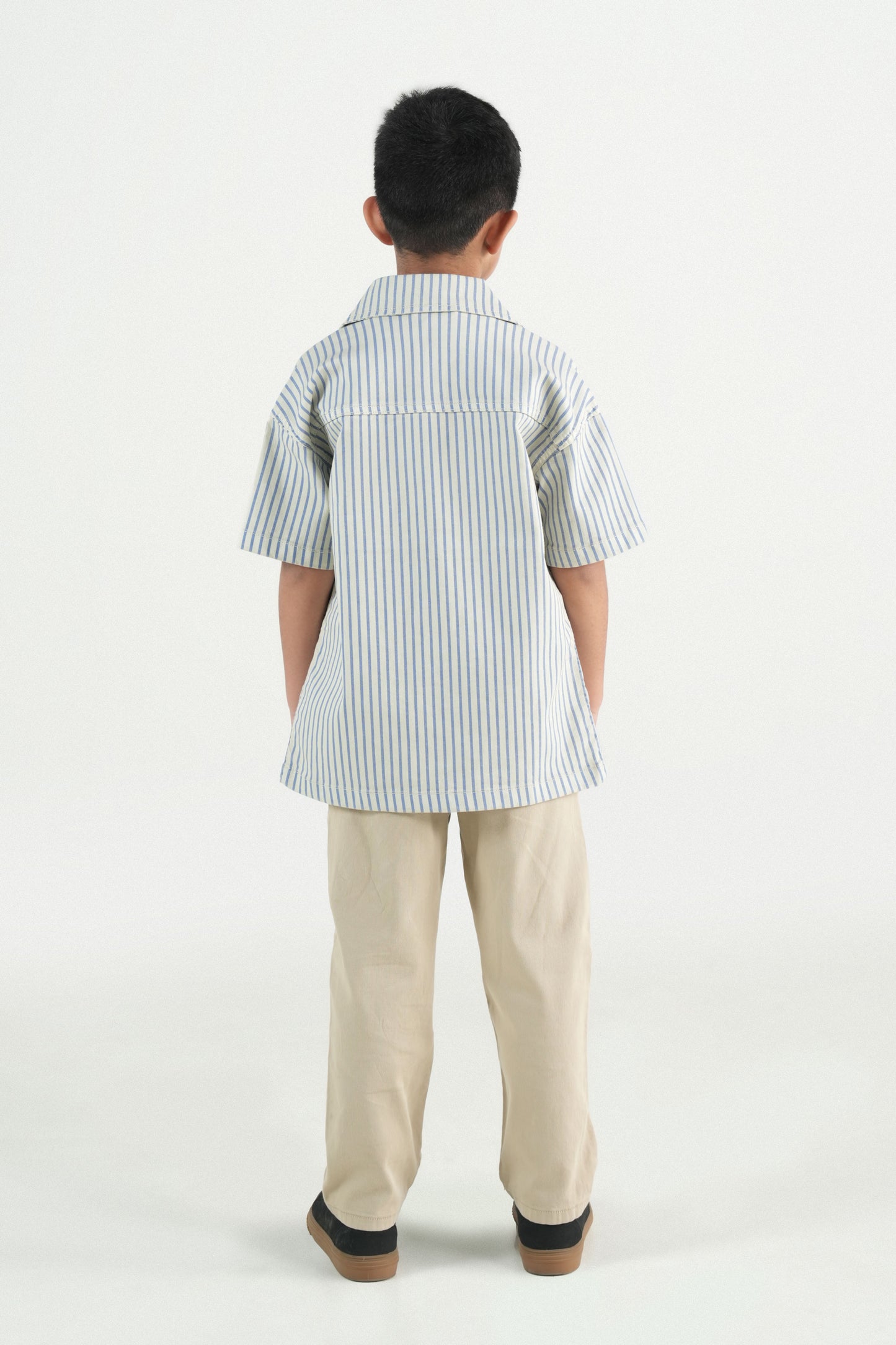 Summer Strip Button Down Shirt-Off White