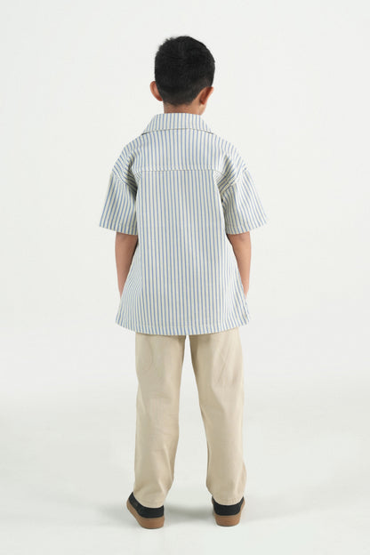 Summer Strip Button Down Shirt-Off White