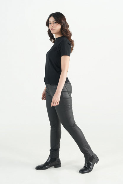 Black Coated Stretch Jeans