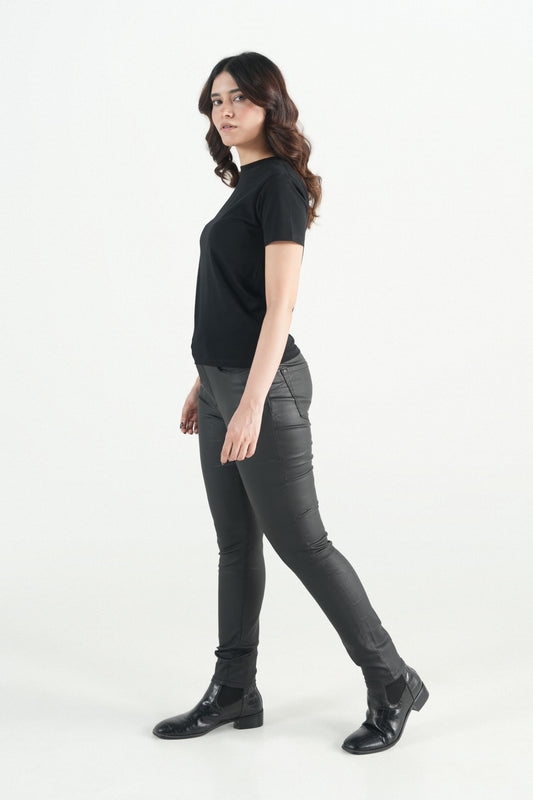 Black Coated Stretch Jeans
