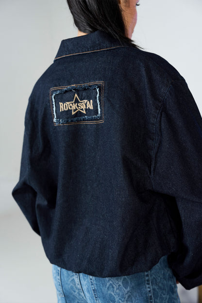 Dark Blue Balloon Bomber Jacket shop at Rockstar Jeans