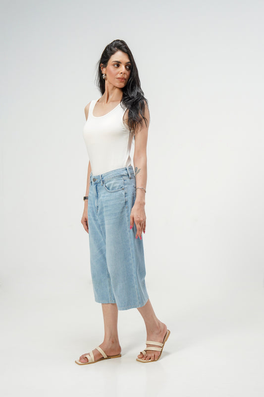 Light Blue Baggy Denim Capri shop at Rockstar Jeans