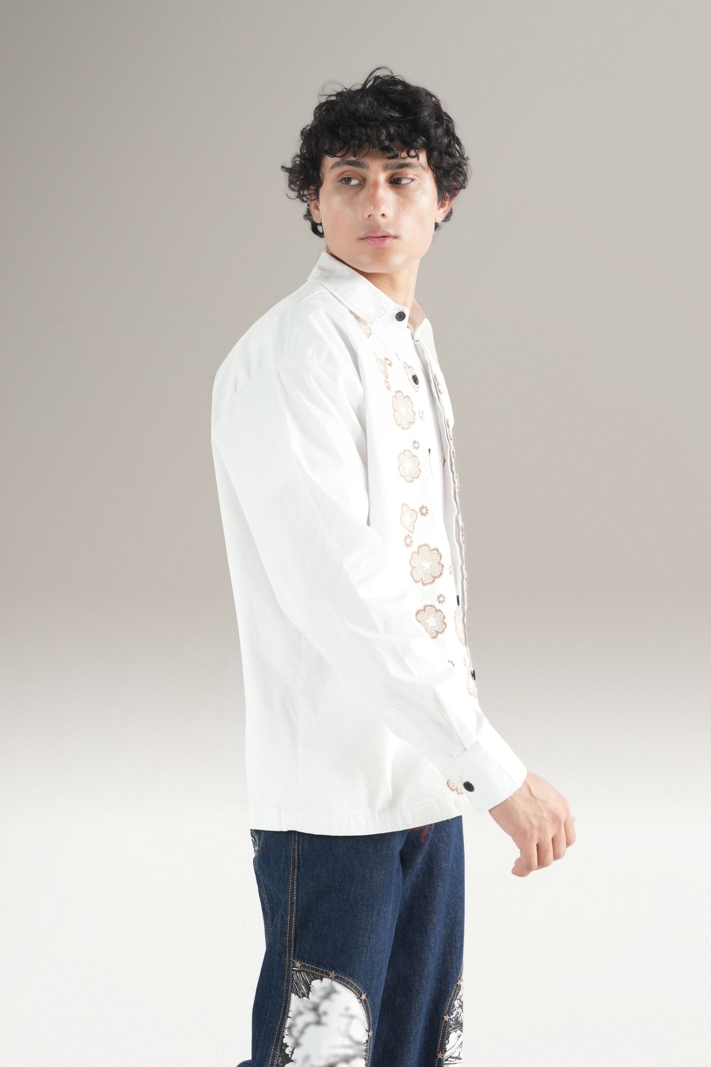 Floral Tuxedo  White Shirt