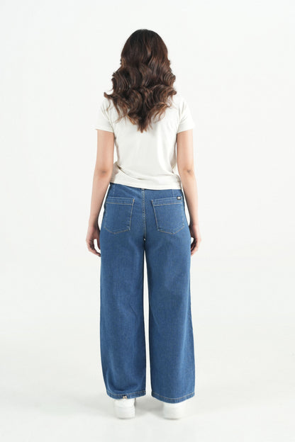 Classic Mid-Blue Wide-Leg