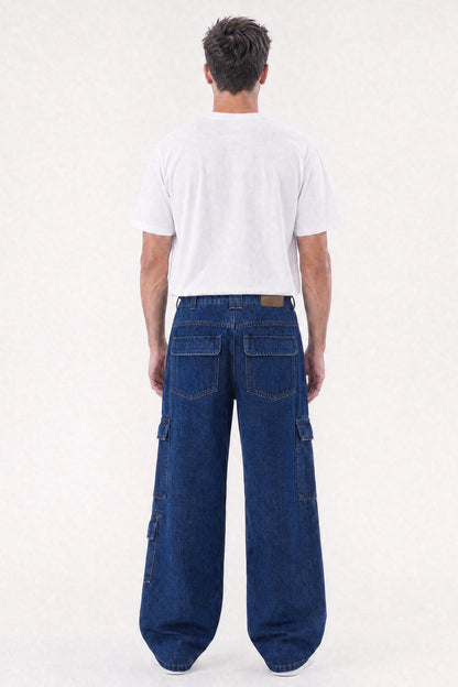Baggy Fit Cargo Jeans Dark Blue