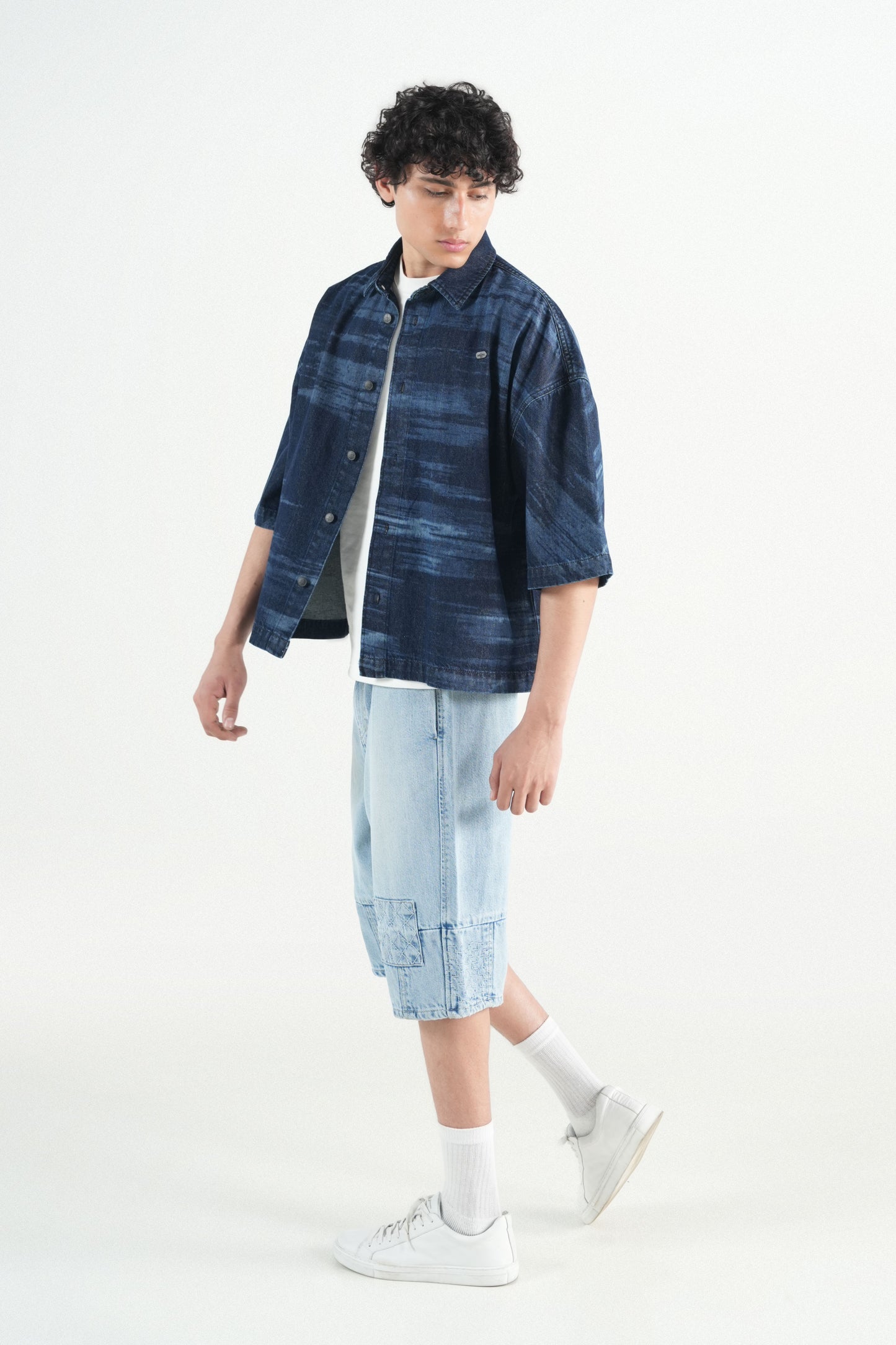 Dark Indigo Button Down Over Size Shirt