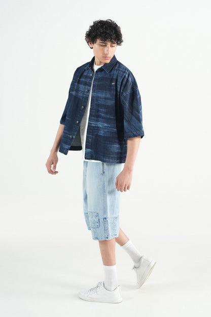 Dark Indigo Button Down Over Size Shirt